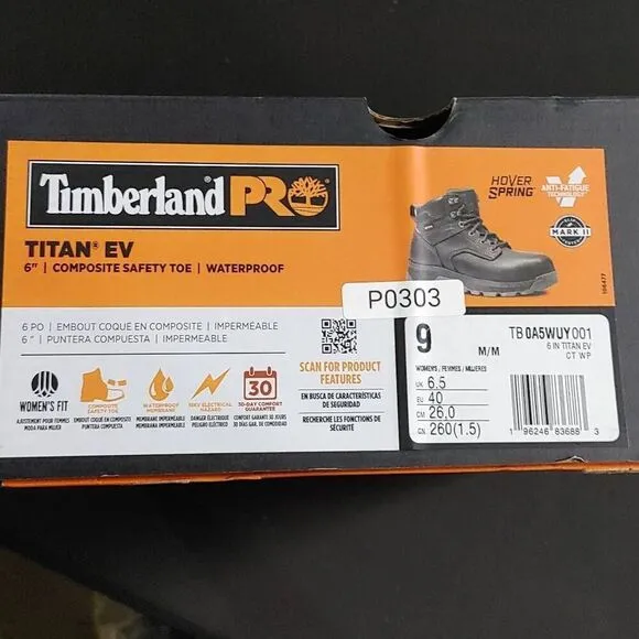 Timberland Pro Black Titan EV Safety Toe Work Boots 9