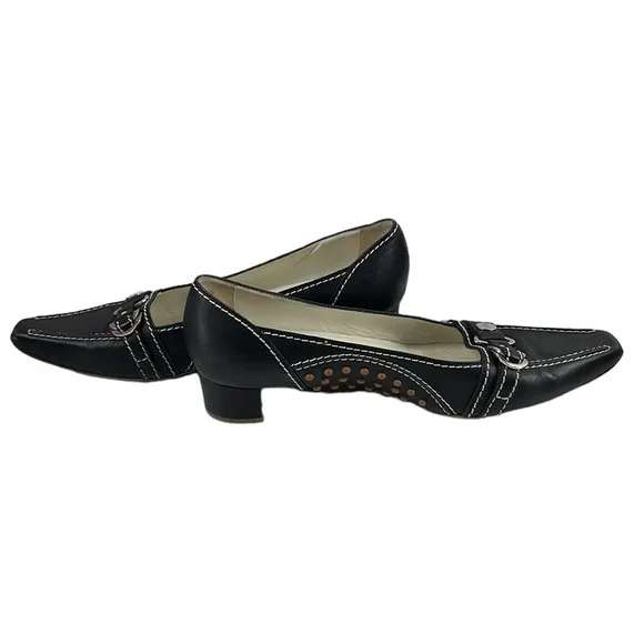 Tod’s shoes low pumps black leather contrasting stitching luxury sz 9