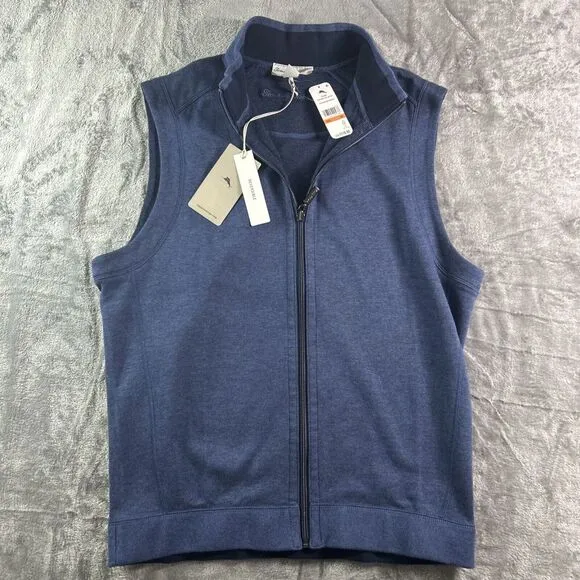 Tommy Bahama Men's Flip Coast Full Zip Vest Blue Note Heather Sz Small NWT