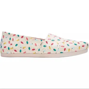TOMS Christmas Lights Printed Canvas Multicolor  Slip-On Shoes size 6.5