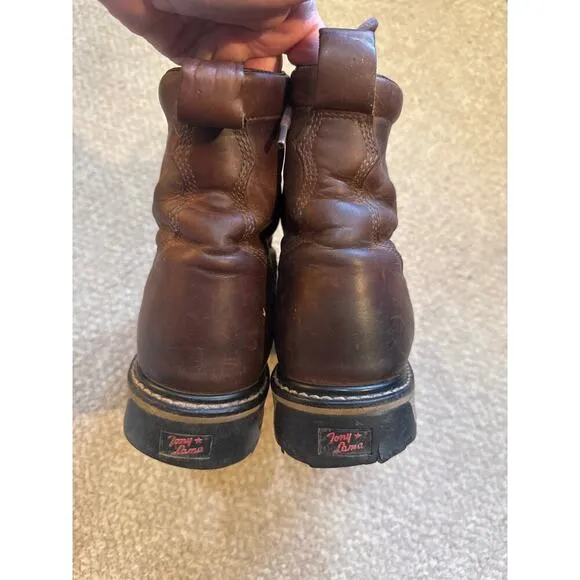 Tony Lama Harlingen work boot brown leather Mens 8.5 Womens 10