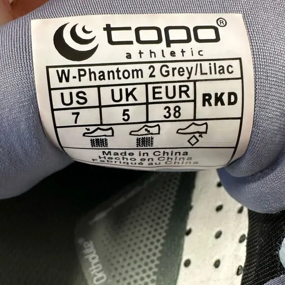 Topo Women's Phantom 2 Grey/Lilac Mesh Womens size 7