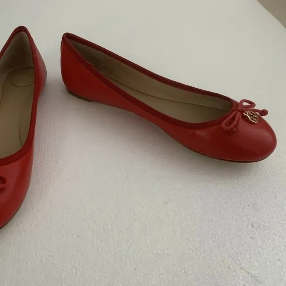 TORY BURCH LOBSTER RED CHELSEA BALLET NEW BOX FLAT SHOES LEATHER LOGO 6.5