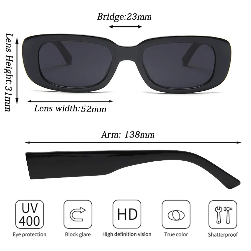 Tskestvy 4 Pieces Retro Sunglasses Vintage Sunglasses Small Square Rectangle 90s Glasses Trendy Y2K for Women Aesthetic Accessories (A)