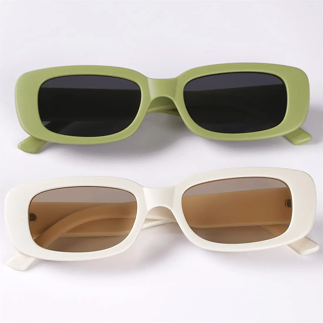 Tskestvy 4 Pieces Retro Sunglasses Vintage Sunglasses Small Square Rectangle 90s Glasses Trendy Y2K for Women Aesthetic Accessories (A)
