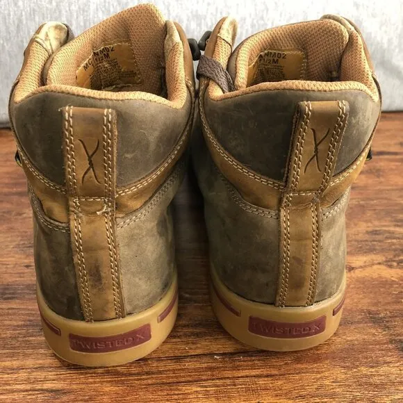 TWISTED X MCANM02 Steel Toe Brown Chukka Driving Moc Boots Men Size 11.5 M