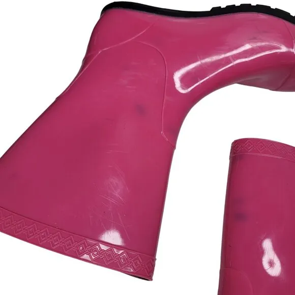 UGG Pink Rubber Rain Boots Girl Size 1 Waterproof Durable discoloration on boots