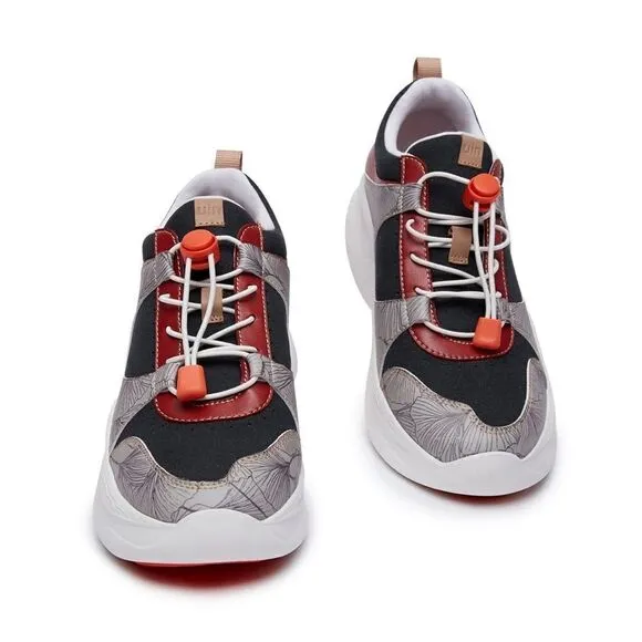 UIN Women's Chunky Fashion Sneakers Walking Casual Shoes (Fall-Dark Red Palma)