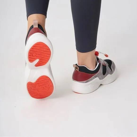 UIN Women's Chunky Fashion Sneakers Walking Casual Shoes (Fall-Dark Red Palma)