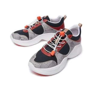 UIN Women's Chunky Fashion Sneakers Walking Casual Shoes (Fall-Dark Red Palma)