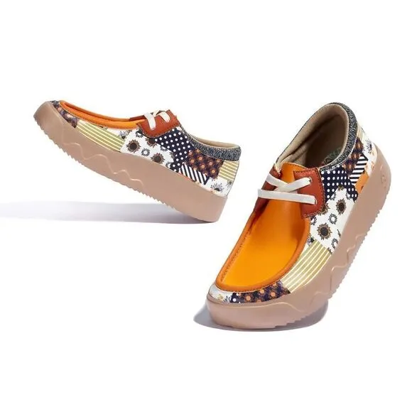 UIN Women's Travel Shoes Lightweight Comfort Sneaker (Geometric Sunflower)
