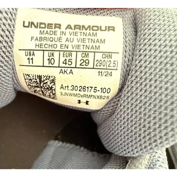 Under Armour Charged Assert 10- Men's Size 11 Gray Gravel Lime Running Shoes New