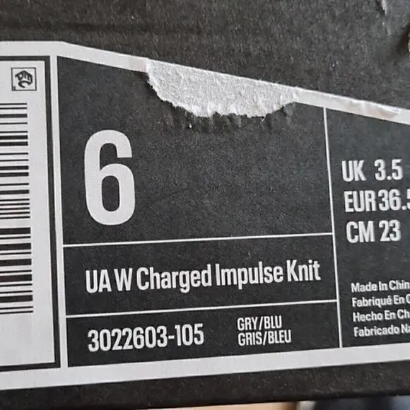 Under Armour Charged Impulse Knit Running Shoes Size 6 NWB