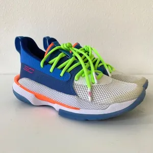 Under Armour Curry 7 Blue White Basketball Sneakers Shoes Size 6Y Boys