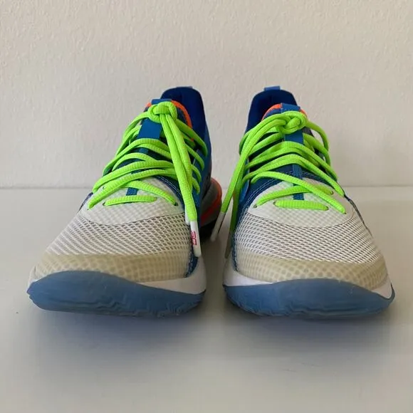 Under Armour Curry 7 Blue White Basketball Sneakers Shoes Size 6Y Boys