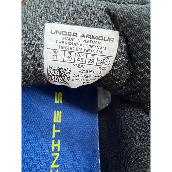 Under Armour HOVR Infinite 5 Blue Mirage Men's Running Shoes 3026545-400 Sz 11🛒