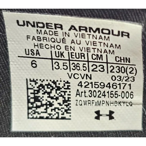 Under Armour HOVR Phantom 2 Intellknit Black Women's Running Shoes Size 6
