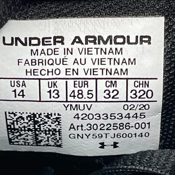 Under Armour HOVR Sonic 3 Shoes Mens 14 Black Running 3022586-001 Sneakers