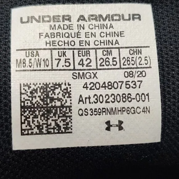 Under Armour Sneakers Mens 8.5 Embiid‎ 1 One Origin Shoes Black Steel Mid HOVR
