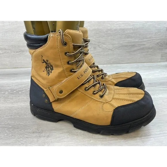 U.S. Polo Assn. Connor Men's Brown Leather Duck Style Ankle Combat Work Boot 10