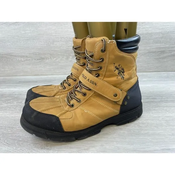 U.S. Polo Assn. Connor Men's Brown Leather Duck Style Ankle Combat Work Boot 10
