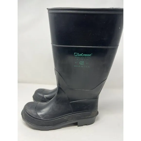 USA LaCrosse Steel Toe Rubber Boots Men's Size 8 Safety Work ANSI Z41 PT99 Mens