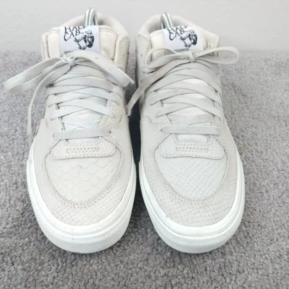 Vans Half Cab Mens 8 Shoes Cream White Skate Sneakers Snake Print Suede Lace Up