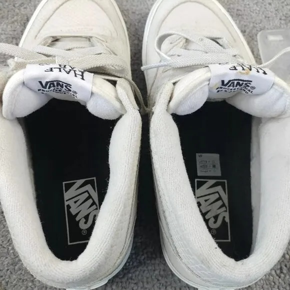 Vans Half Cab Mens 8 Shoes Cream White Skate Sneakers Snake Print Suede Lace Up