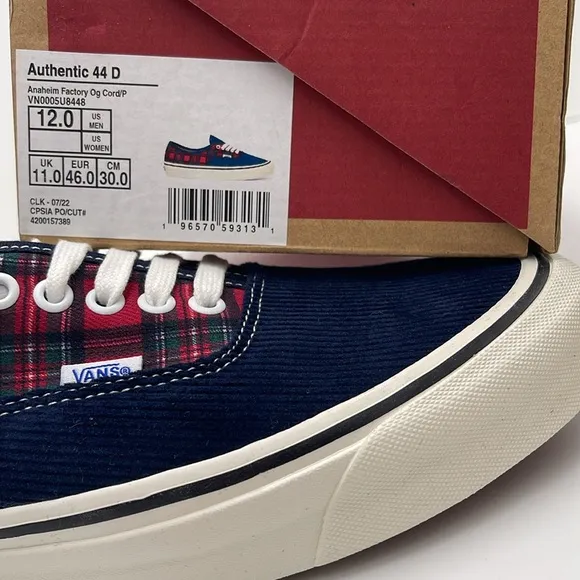 Vans Men's Authentic 44 DAnaheim Factory 0g Cord/PVN0005U8448 Plaid Sneakers