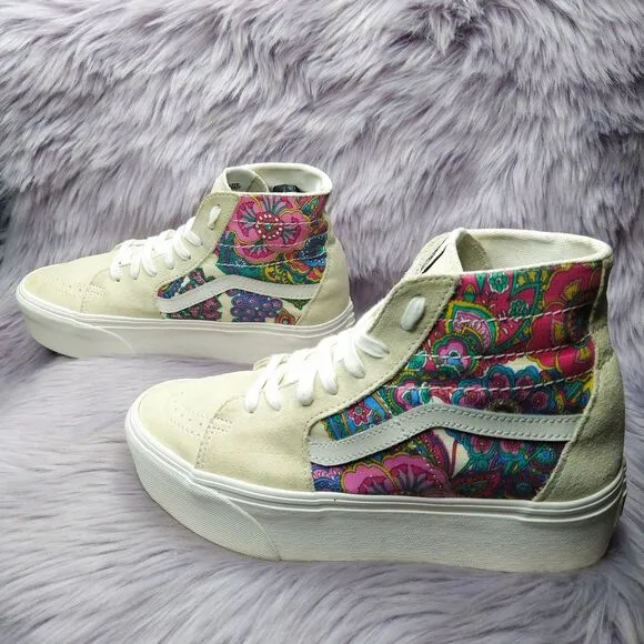 Vans Sk8 Hi Tapered Stackform Shoes Paisley Bloom Turtledove Platform Women Sz 9