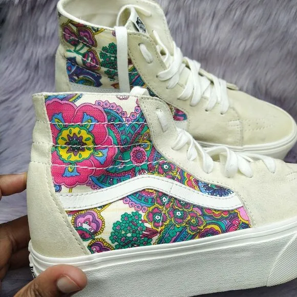Vans Sk8 Hi Tapered Stackform Shoes Paisley Bloom Turtledove Platform Women Sz 9