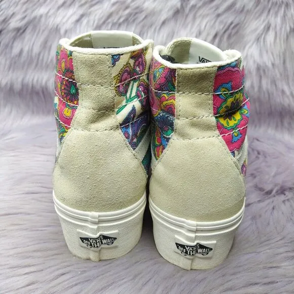 Vans Sk8 Hi Tapered Stackform Shoes Paisley Bloom Turtledove Platform Women Sz 9