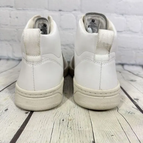 Veja Athletic Women Size 11.5 White High Top V15 Leather Lace Up Trainers Shoes