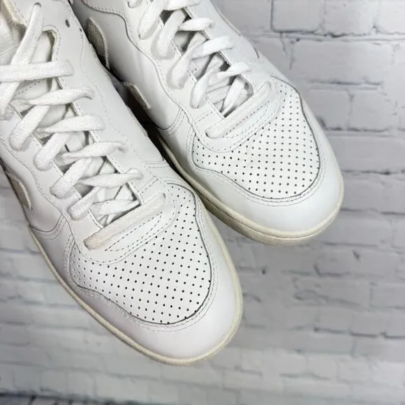 Veja Athletic Women Size 11.5 White High Top V15 Leather Lace Up Trainers Shoes