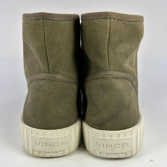 Vince Women's Wolf Hi Top Sneakers US 7 M Army Green Lace-Up Shoes