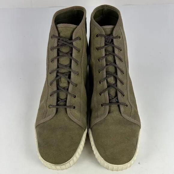 Vince Women's Wolf Hi Top Sneakers US 7 M Army Green Lace-Up Shoes