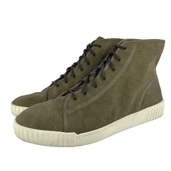 Vince Women's Wolf Hi Top Sneakers US 7 M Army Green Lace-Up Shoes