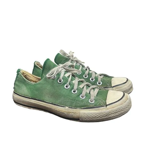 Vintage 80s Converse Low Shoes Sneakers Green Men's Size 6 Distressed