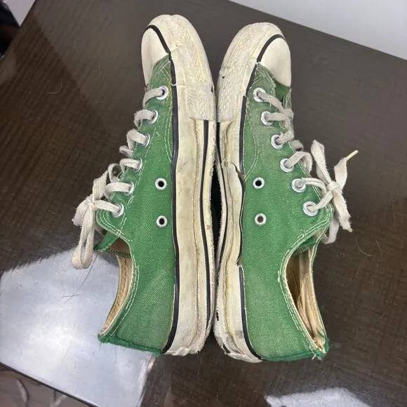 Vintage 80s Converse Low Shoes Sneakers Green Men's Size 6 Distressed