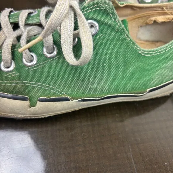 Vintage 80s Converse Low Shoes Sneakers Green Men's Size 6 Distressed