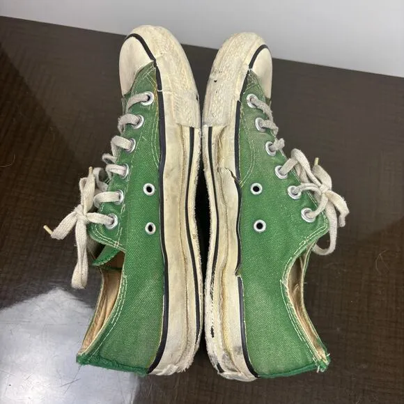 Vintage 80s Converse Low Shoes Sneakers Green Men's Size 6 Distressed