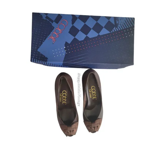 Vintage Cobbie Brown Felicity Dark Academia Open Toe‎ Bow Pump Shoes