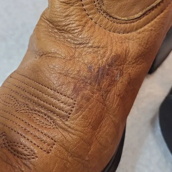 Vintage Durango men's tan leather western cowboy boots, embroidered 9M