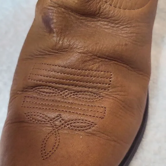 Vintage Durango men's tan leather western cowboy boots, embroidered 9M