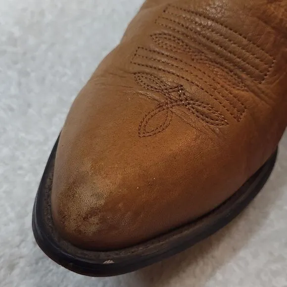 Vintage Durango men's tan leather western cowboy boots, embroidered 9M