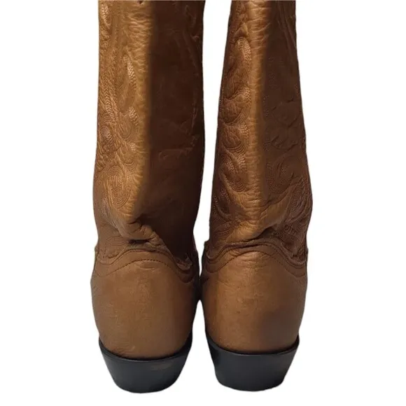 Vintage Durango men's tan leather western cowboy boots, embroidered 9M