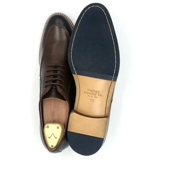 Vintage Foundry Co Mens Cole Oxford Shoes Brown Apron Toe Lace Up Leather 12
