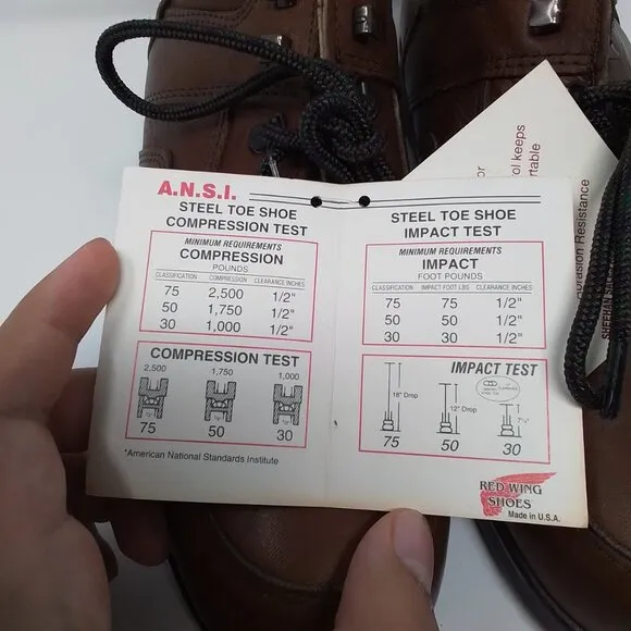 Vintage Made In USA Mens Red Wing A.N.S.I Steel Toe Shoes Sz 10.5 D