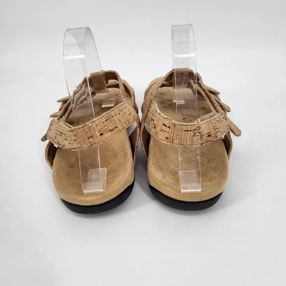 Vionic Amber Adjustable Sandals Gold Cork Open Toe Comfort Insole Size 9