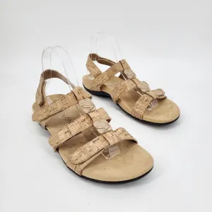 Vionic Amber Adjustable Sandals Gold Cork Open Toe Comfort Insole Size 9